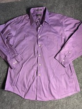 Arrow Dress Shirt Mens XL Purple Fitted Wrinkle Free Shinny Stretch Collared