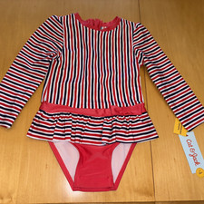 Cat Jack Red White Blue UPV50 One Piece Swimsuit 3T NWT