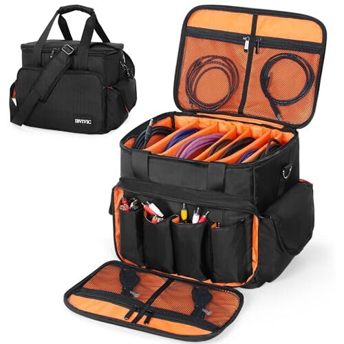 DJ Cable File Gig Bag With Removable Dividers - 1680D Fabric Storage For Equipment & Accessories