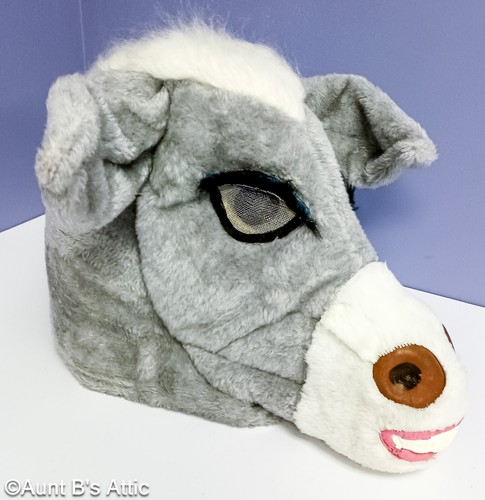 Donkey Mascot Costume Adult 4Pc Gray Faux Fur Jumpsuit Mitts & Head XL - Picture 7 of 11