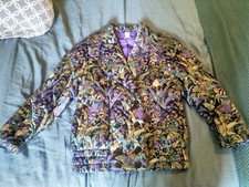 Vintage Steilmann Women's Purple Floral Quilted Double Breasted Jacket Us6