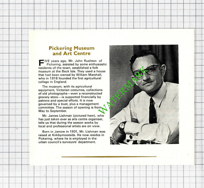 Mr James Lishman Pickering Museum - 1972 Steckling