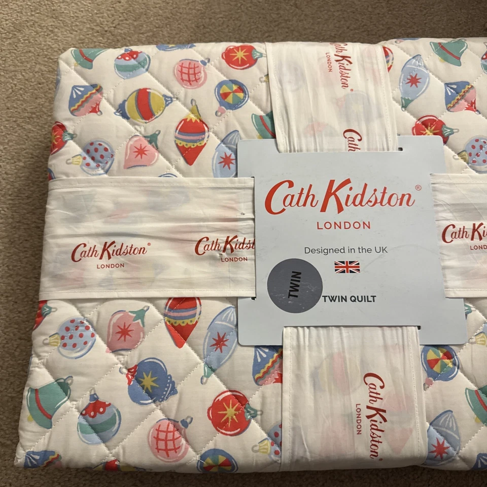 Edredón Cath Kidston London Twin Navidad Bolas Pastel Algodón Nuevo Foto 3 de 4