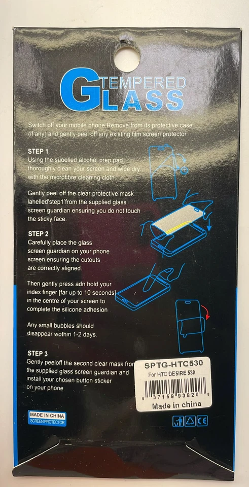 Protector de pantalla de vidrio templado 9H para HTC Desire 530 - transparente Foto 2 de 3