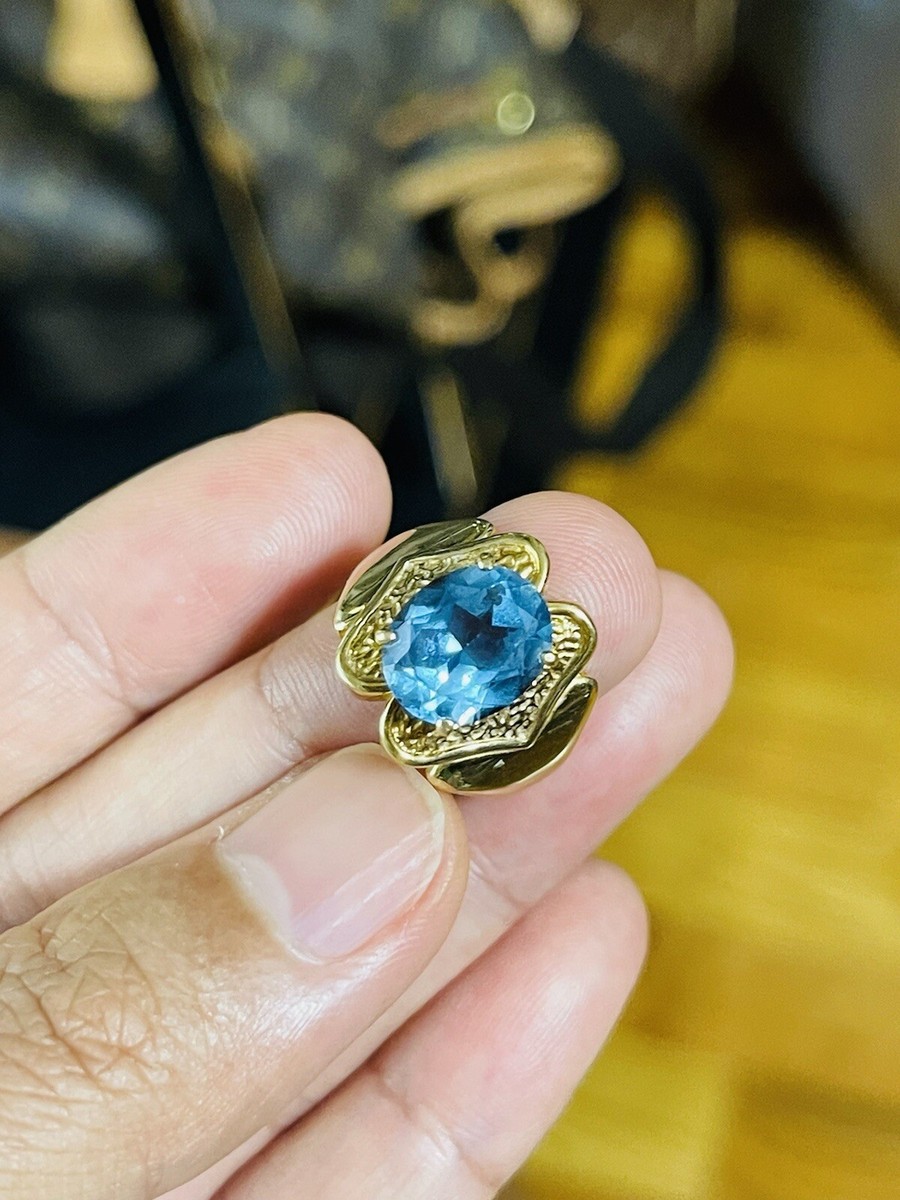 SALE SALE ! 18金(750)リング K18 750 18k Japan GENUINE Gold Blue Topaz Gold Ring Fits 7