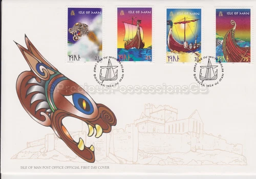 Unaddressed Isle of Man FDC First Day Cover 1998 Viking Ships STAMP SET