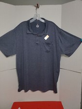 Dominos Gear Driver Heathered Blue Gray Polo Dryfit Work Shirt Pen Pocket XL