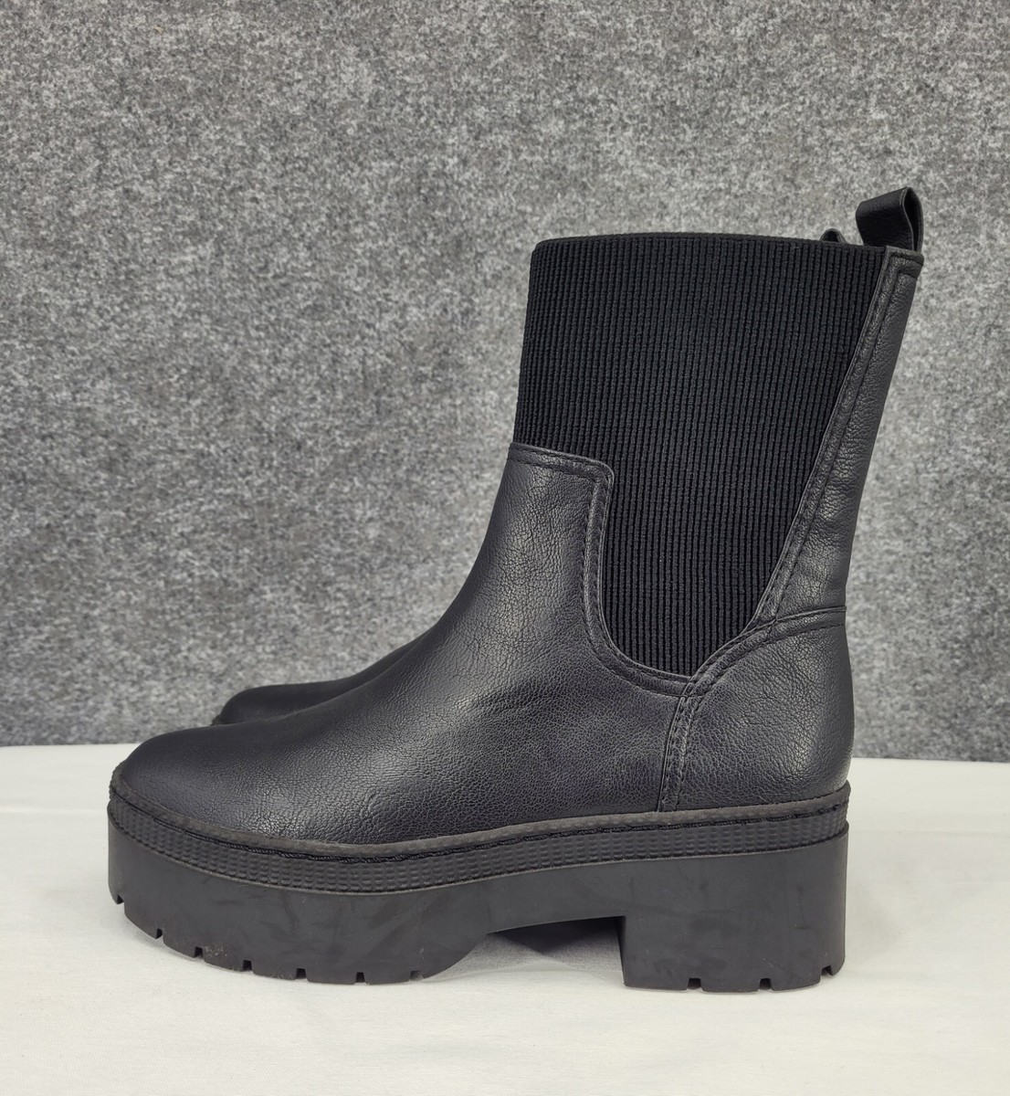 Zodiac Platform Boots Womens 10 M Side Zip Stretch Top Block Heel