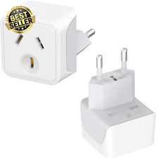 EU Travel Adapter 2-Pack,AU to Europe Type C Plug for Spain Portugal Germany & M