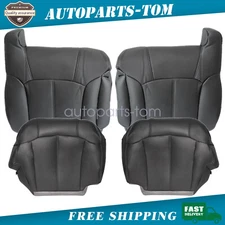 Replacement Leather Both Side Seat Cover 4pcs Dark Gray For 1999-2002 GMC Sierra