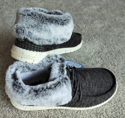 Hey Dude Women Size Wendy Fold Fur Lined Boot Slip On