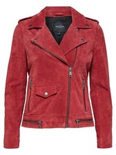 Selected Femme Women's Suede Leather Jacket, Earth Red, Size 34 (uk6) Rrp £170