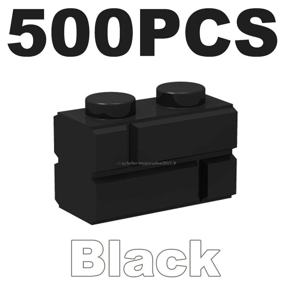 Lote de 500 1x2 preto escuro modificado perfil de alvenaria ajuste parede de tijolos 98283 MOC Castle - Imagem 4 de 4