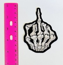Middle Finger Embroidered Iron on Patch Biker humor Badge