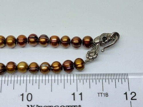ARTISAN SEMIPRECIOUS STONE GOLDEN PEARL CRYSTAL DROP NECKLACE 18" - Picture 8 of 12