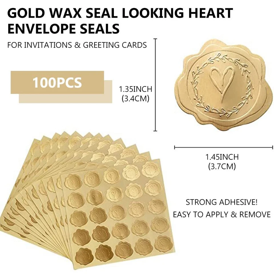 Wachssiegel SelbstklebendBriefumschlag Aufkleber Geprägtes HerzSticker Hochze... - Bild 3 von 4