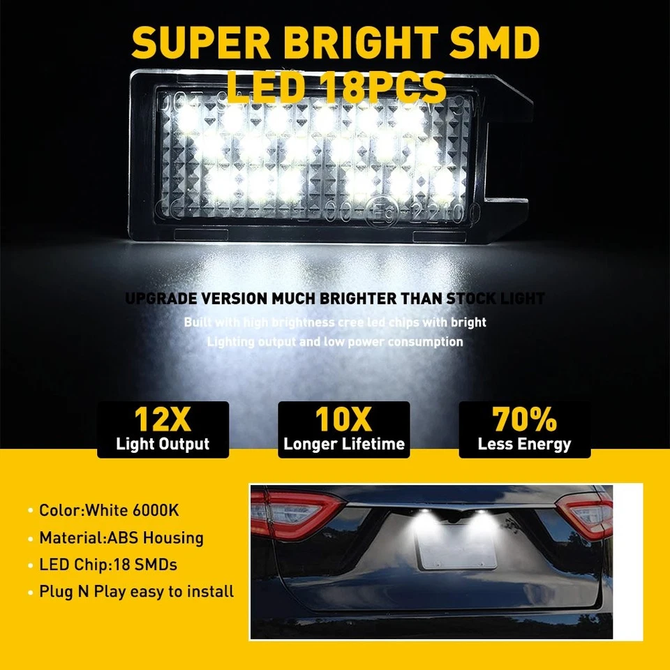 Luces LED 1480LM súper brillantes para Jeep Maserati 2017-2021 matrícula 6000 k Foto 4 de 4