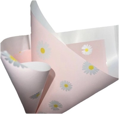 Korean Daisy Flower Wrapping Paper Waterproof Pink 20 Sheets