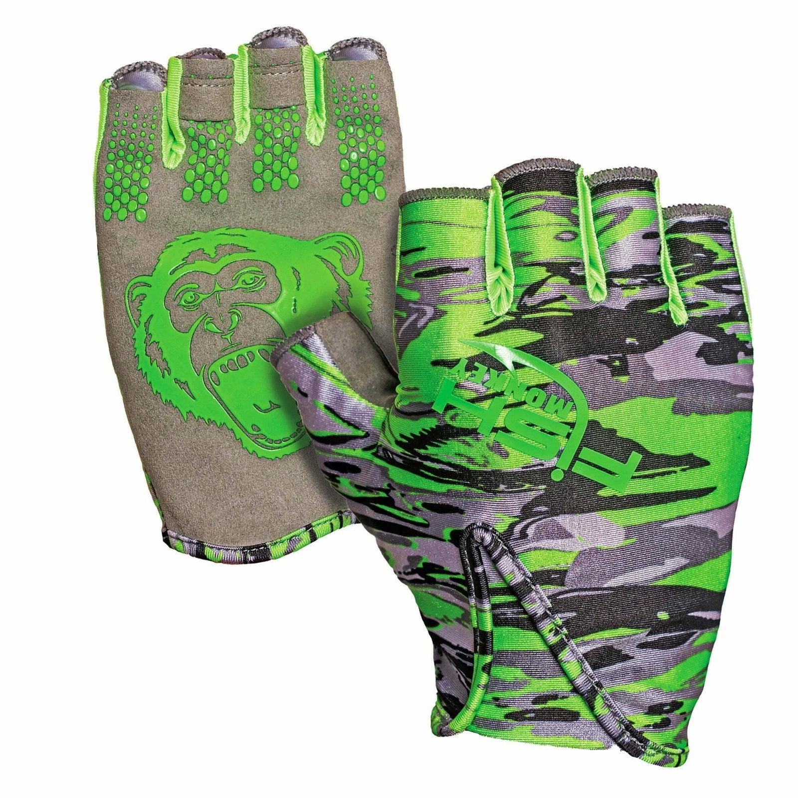 Fish Monkey Fishing Glove FM18-VOODOO Swamp Green Stubby Guide Glove UPF 50+ MED