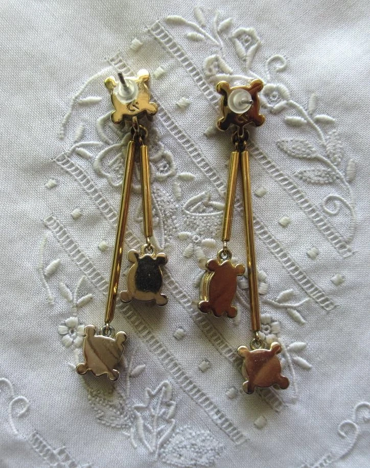 GOLDENE OHRHÄNGER - OHRSTECKER - KRISTALL - PIERRE LANG - 5,5 cm - Bild 3 von 3