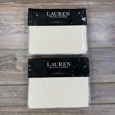 Ralph Lauren Set of 2 King Size Kaia Sham Natural Beige Cotton Textured NEW