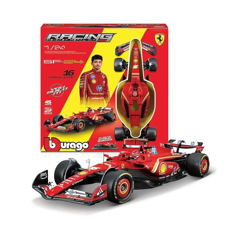BBURAGO FERRARI SF-24 #16 C.LECLERC DIE CAST METAL KIT - 18-26856 SCALA 1:24 - Immagine 2 di 2