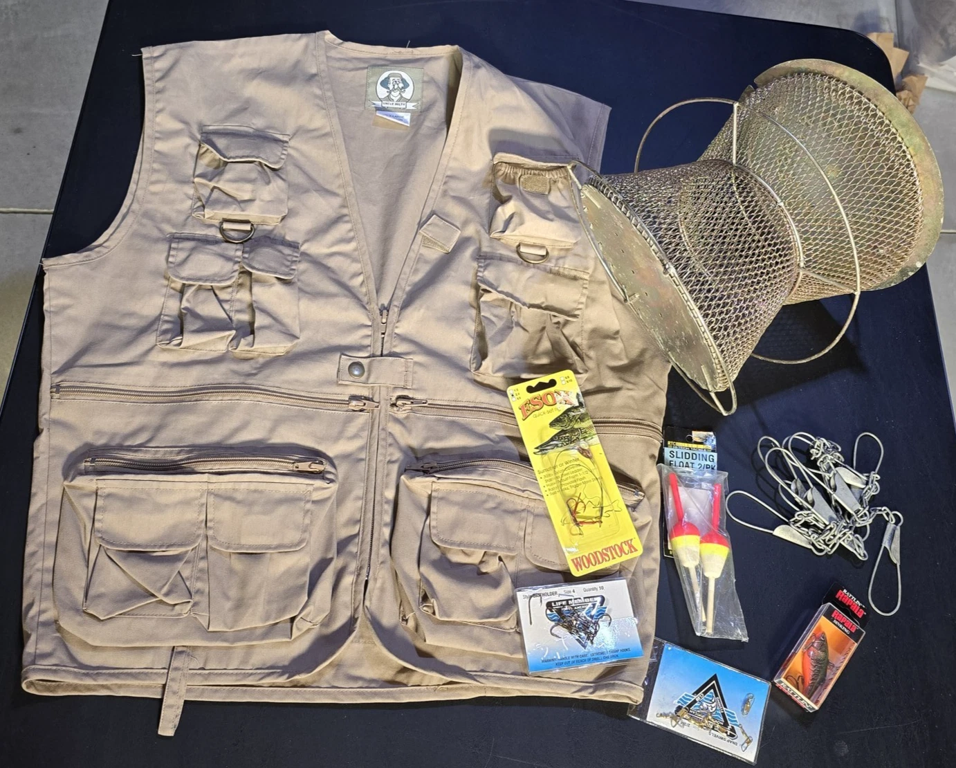 Uncle Milty Fishing Vest XL Multi Pocket Utility Outdoor Gear with Tackle Lot
