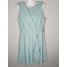 Calvin Klein High Neck Drape Crepe Sheath Green Mini Dress Women's Size 6 NWT