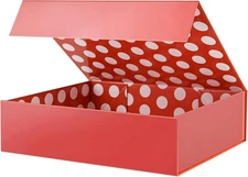 Gift Box 13x9.7x3.4 Inches, Large Red Gift Box with Lid for Presents, Magnetic S
