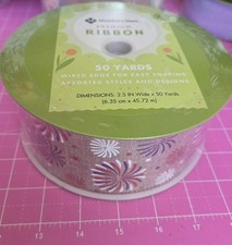 Member's Mark Premium Wired Ribbon 50 Yards, 2.5in Width Red White And Blue