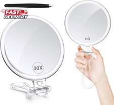 B Beauty Planet 30X Magnifying Mirror for Travel with Handle, Double-Sided 1X/30