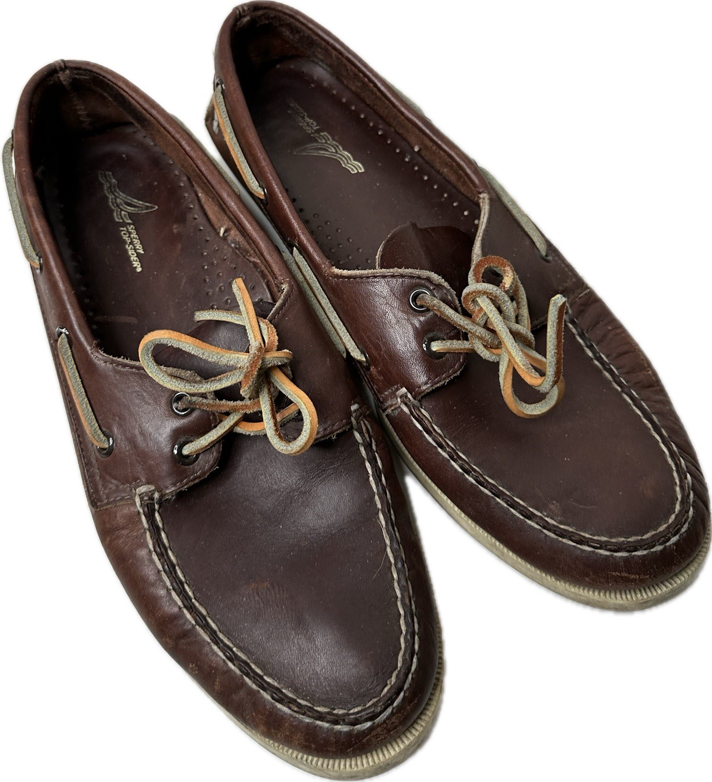 Zapatos de barco Sperry Top-Sider para hombre A/O 2 ojos marrón/blanco talla 10 M