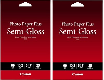 Canon Photo Paper Plus Semi-Gloss SG-201 Inkjet Paper, 5x7'', 20 Sheets, 2-Pack