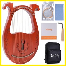 Lyre Harp, 16 Metal Strings, Mahogany Body, Copper Saddle, Mini Lyre Harp wit...