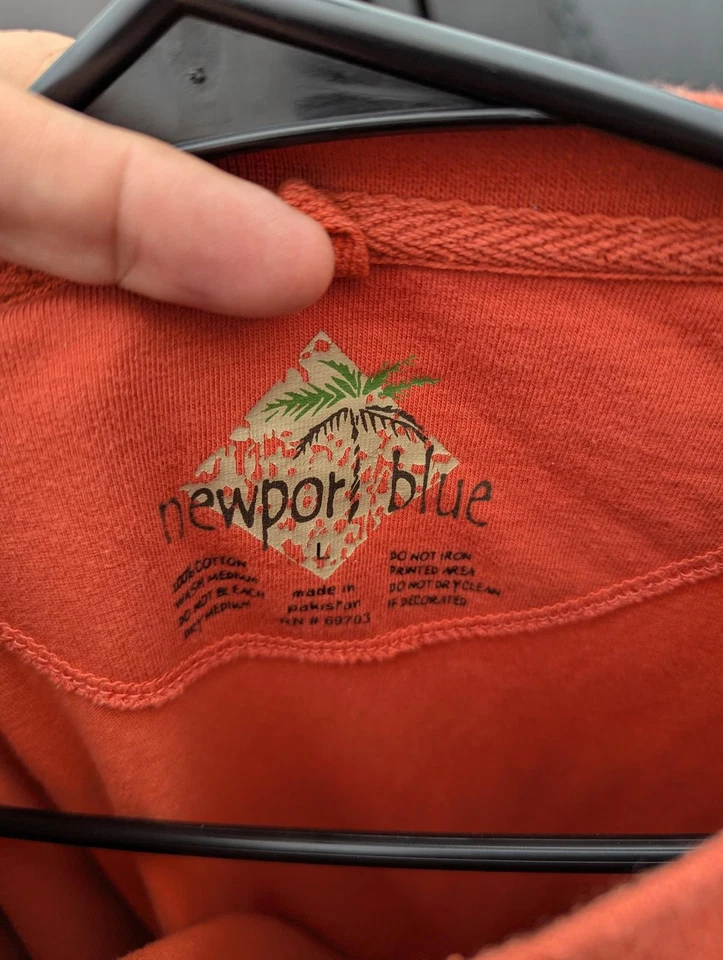 Newport Blue Uneeda Beer Brewing Co Ahorra Agua Bebida Cerveza Talla L Naranja Camiseta Playa Foto 4 de 4