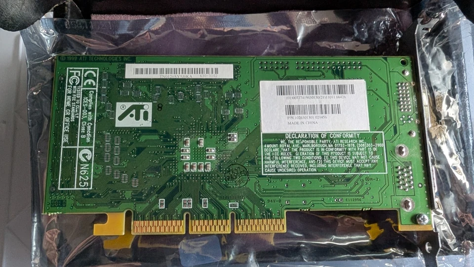 Genuine ATI Rage 128 Pro VGA+DVI AGP Graphics Card P/N 1026301301 - 109-63000-00 - Image 3 of 3