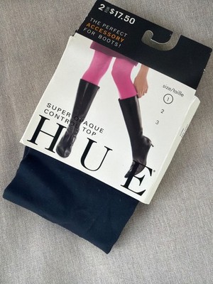 Hue Super Opaque Control Top Tights Sz 1 Navy unopened