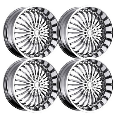 Set-4) Strada Spina 20x8 5x112/5x115 35MM Chrome Wheels Rims 20