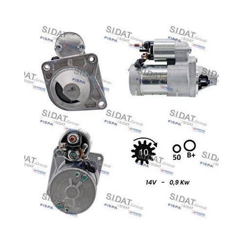 Démarreur Sidat S12HT0009A2 pour Alfa Romeo Fiat Lancia Hitachi 1.2kW