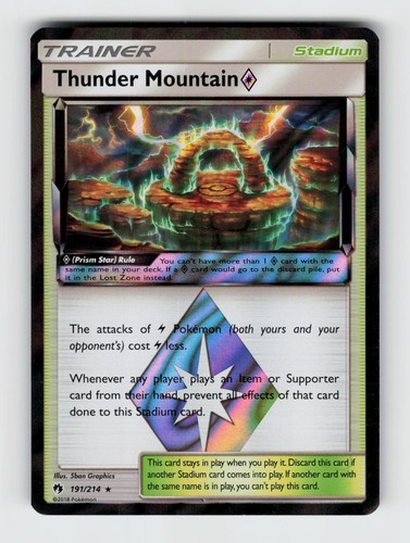 Thunder Mountain ◇ 191/214 Holo Prism Star Rare Lost Thunder Pokemon LP Graphics