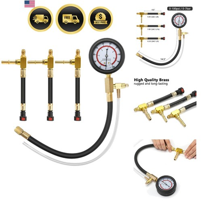 #ad Fuel Pressure Kit 0 100PSI Gauge Fuel Line Fittings Adapters $57.93