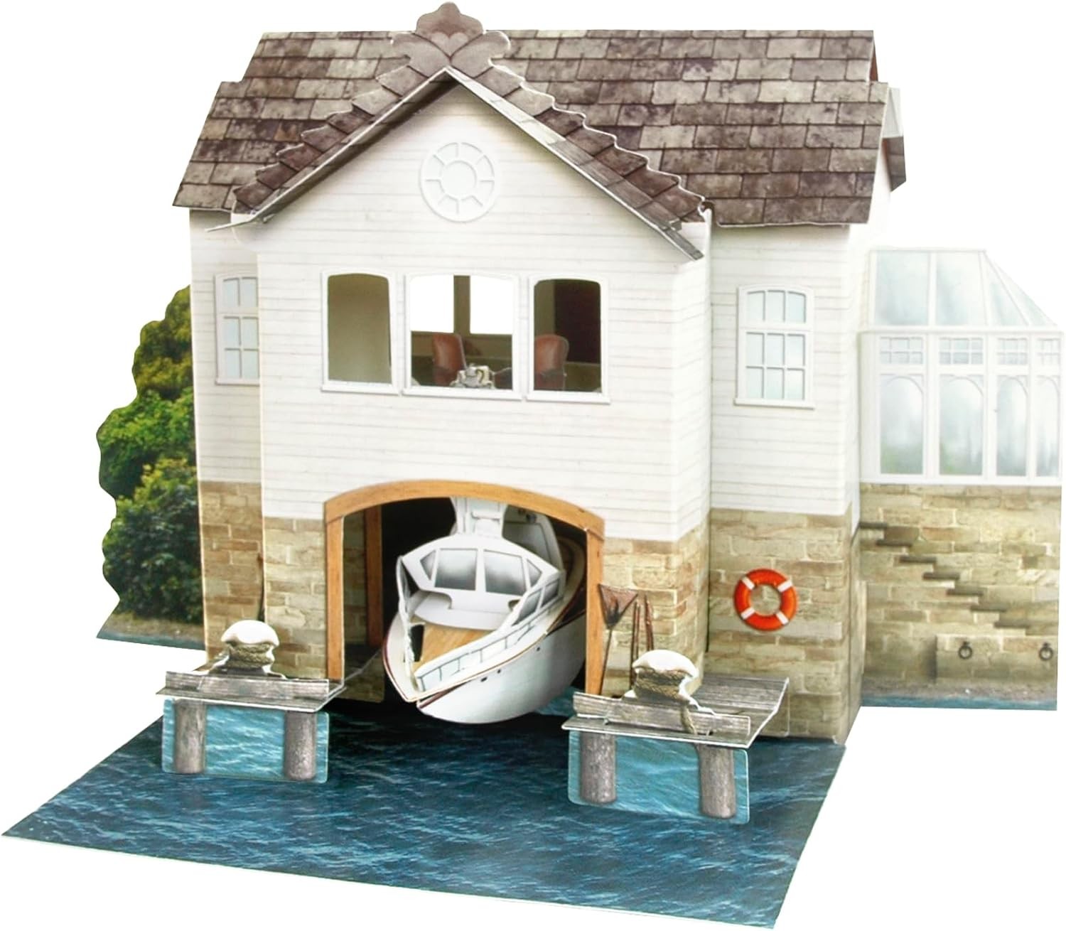 SANTORO Pop Up Places, 3D Pop Up Greeting Card - The Boat House - For Him, For