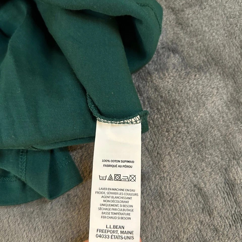 L.L. Bean Supima хлопок длинным рукавом оборкой шеи Топ зеленый женщин очень маленький XS - Изображение 4 из 4