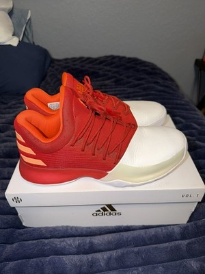 Adidas James Harden Vol 1 Home Red White Size 9 Basketball Shoes Rockets 