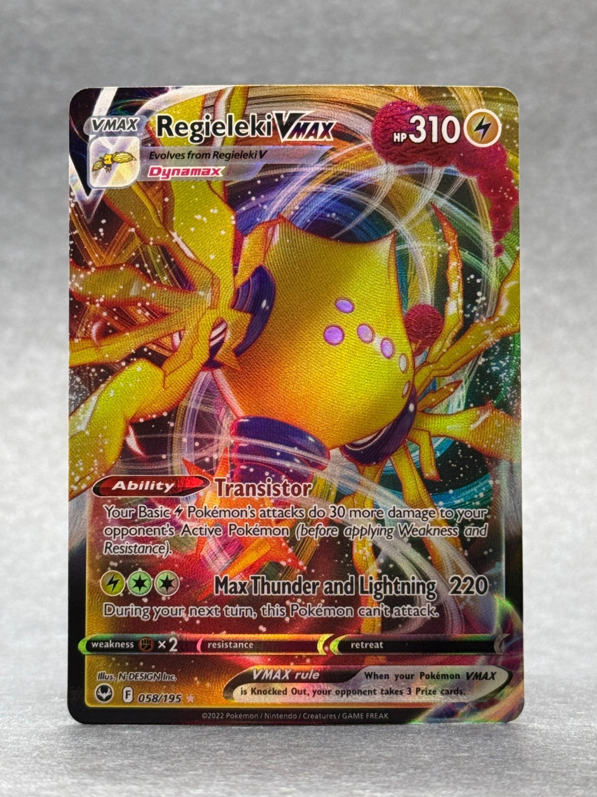 Pokémon - 058/195 Regieleki VMAX SWSH12 Silver Tempest Ultra Rare Holo NM TCG