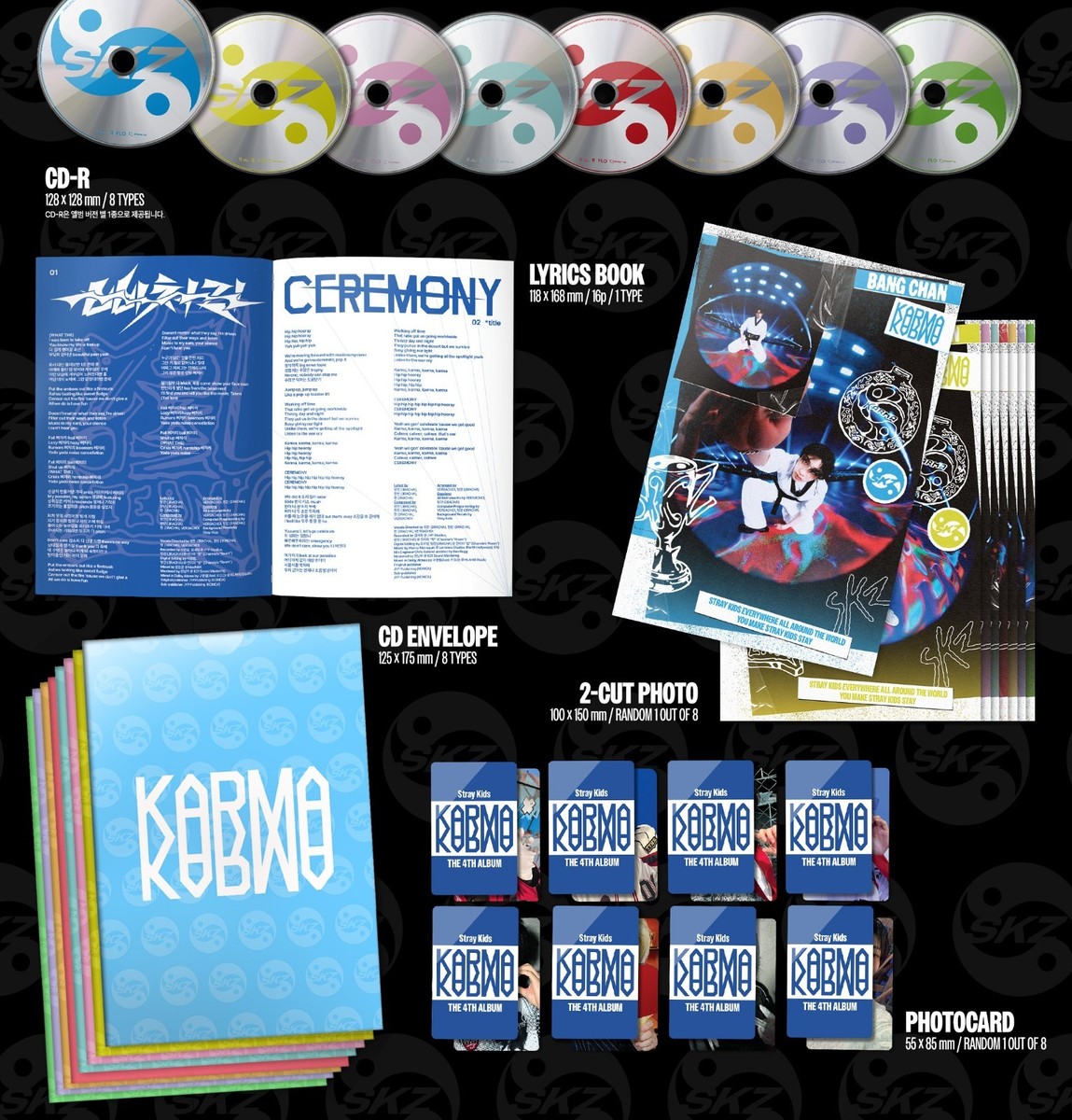 STRAY KIDS 4th Album KARMA ACCORDION Ver. CD+Book+Lyrics+2-Cut