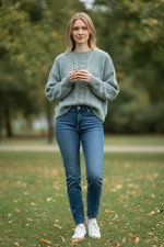 Ann Mashburn Green Chunky Knit Women Woolblend Hand Knit Sweater XS