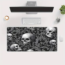 15.7x35.4 inch Extra Large XXL Gaming and Office Desk Mat-Gothic Black and White