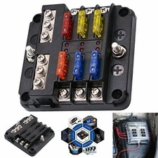 6 Way Blade Fuse Box Block FuseBox Holder Auto Marine Bus Bar Car Kit 12V 24V US