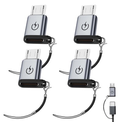 4 Pack USB C To Micro USB Adapter Supports 18W Fast Charging No OTG